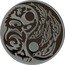Cook Islands 5 Dollars Predator and Prey. Grizzly Bear vs Salmon.Black Palladium plated 2015 Proof  coin reverse
