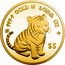 Cook Islands 5 Dollars Tiger 2022  Proof 999.9 GOLD 1/30TH OZ $5 coin reverse
