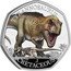 UK 50 Pence Tyrannosaurus. Coloured 2023 TYRANNOSAURUS CRETACEUS RN coin reverse