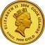 Cook Islands 25 Dollars Elizabeth II Hello Kitty wearing mantle 2004  Proof ELIZABETH II 2004 COOK ISLANDS 1/4OZ. 9999 GOLD coin obverse