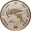 Cook Islands Eight Dollars Elizabeth II Dolphins 2005  Proof EIGHT DOLLARS 750 WHITE GOLD LASSEN $8 coin reverse