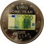 Cook Islands One Dollar (200 Euro banknote) EURO ONE YEAR ONE DOLLAR coin reverse