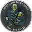 Cook Islands 1 Dollar Elizabeth II Mongarlowe mallee 1999  AUSTRALIAN FLORA SERIES $1 EUCALYPTUS RECURVA 1OZ .999 SILVER coin reverse
