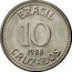 Brazil 10 Cruzados National Arms 1988 KM# 607 REPUBLICA FEDERATIVA DO BRASIL 15 DE NOVEMBRO DE 1889 coin obverse