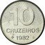 Brazil 10 Cruzeiros Map of Brazil 1982 KM# 592.1 10 CRUZEIROS 1985 coin reverse