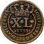 Brazil 40 Reis Jose I 1753 KM# 184.1 IOSEPHUS I D G P ET BRASILÆ REX XL 1753 coin obverse