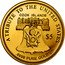 Cook Islands 5 Dollars (Peace Through Strength) LIBERTY COOK ISLANDS $5 A TRIBUTE TO THE UNITED STATES .9999 PURE GOLD. coin obverse