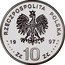 Poland 10 Zlotych St. Adalbert’s Martyrdom 1997 Proof Y# 321 ZŁ 10 ZŁ 19 97 RZECZPOSPOLITA POLSKA coin obverse