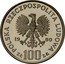 Poland 100 Zlotych 450th Anniversary of the Birth of Jan Kochanowski 1980 MW Proof Y# 120 POLSKA RZECZPOSPOLITA LUDOWA 19 80 MW ZŁ 100 ZŁ coin obverse