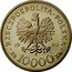 Poland 10000 Zlotych 10th Anniversary of Forming the Solidarity Trade Union 1990 MW Y# 195 RZECZPOSPOLITA POLSKA 19 90 MW ZŁ 10000 ZŁ coin obverse