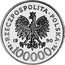 Poland 100000 Zlotych 10th Anniversary of Forming the Solidarity Trade Union 1990 Proof Y# 196.2 RZECZPOSPOLITA POLSKA 1990 MW ZŁ 100000 ZŁ coin obverse