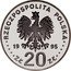 Poland 20 Zlotych XXVI Olympic Games in Atlanta 1995 Proof Y# 304 RZECZPOSPOLITA POLSKA 19 95 MW ZŁ 20 ZŁ coin obverse