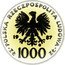 Poland 1000 Zlotych (Papal Visit. Trial Strike) KM# Pr570 POLSKA RZECZPOSPOLITA LUDOWA 19 87 MW ZŁ 1000 ZŁ coin obverse