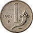 Italy 1 Lira (Scale. Pattern) KM# Pr78 1951 1 R PROVA coin reverse