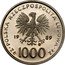 Poland 1000 Zlotych (Pope John Paul II. Trial Strike) POLSKA RZECZPOSPOLITA LUDOWA 19 89 MW ZŁ 1000 ZŁ coin obverse