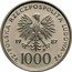 Poland 1000 Zlotych Visit of Pope John Paul II. Trial Strike 1987 MW POLSKA RZECZPOSPOLITA LUDOWA 19 87 MW ZŁ 1000 ZŁ coin obverse