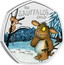 UK 50 Pence Gruffalo's Child. Coloured 2024  BU THE GRUFFALO'S ® CHILD coin reverse