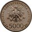 Poland 5000 Zlotych Visit of Pope John Paul II. Trial Strike 1987 MW POLSKA RZECZPOSPOLITA LUDOWA 19 87 MW ZŁ 5000 ZŁ coin obverse