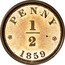 UK 1/2 Penny (Victoria Pattern) PENNY 1/2 1859 coin reverse