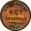 USA 1 Cent (Civil War Token. Benjamin and Herrick Fruit Dealers Albany New York) REDEEMED AT 427 BROADWAY 1863 coin reverse