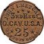 USA 25 Cents (Civil War Sutler Token. John I. Metcalf 3rd Regiment Ohio Cavalry) JOHN I. METCALT 3RD REG O.CAV.U.S.A 25 CENTS IN GOODS coin obverse