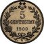 Italy 5 Centesimi (Umberto I Pattern) 5 CENTESIMI 1900 R coin reverse