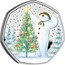 UK 50 Pence (Snowman and Christmas Tree. Colored)  coin reverse